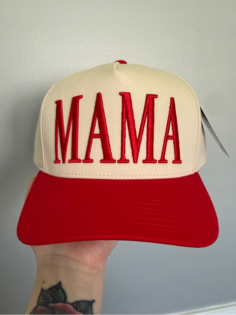 C.C Two-Tone Cream & Red Baseball Cap